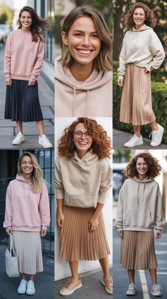 Sweatshirt With Pleated Skirt