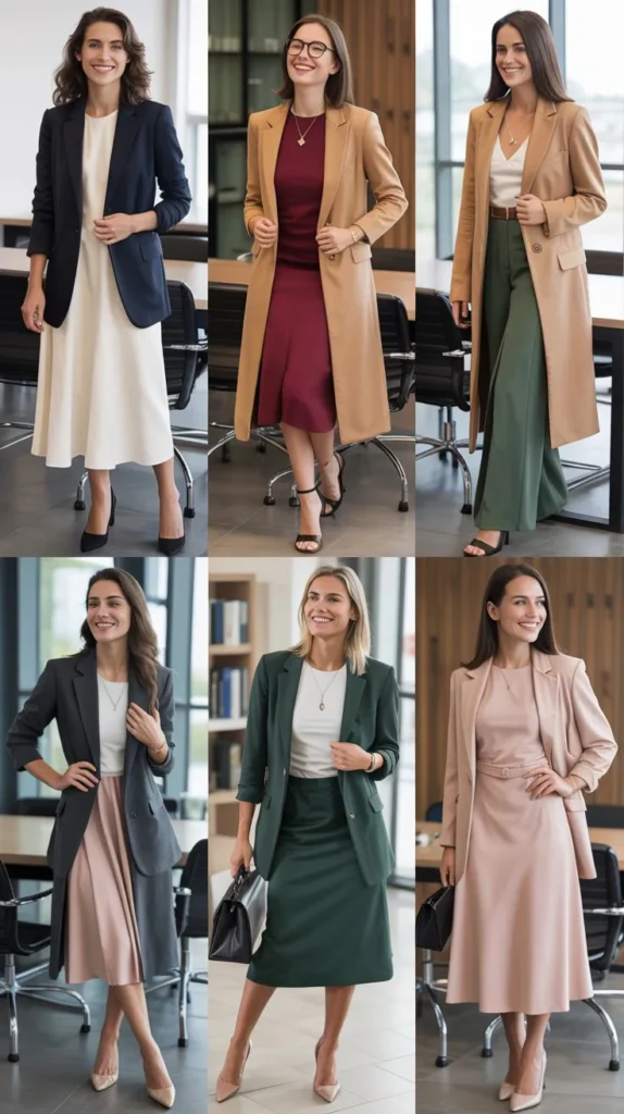 Midi Dress With Structured Coat