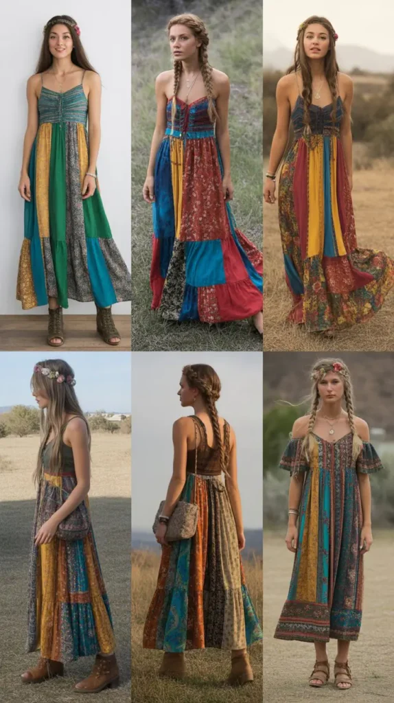 Colorful Patchwork Maxi Dress