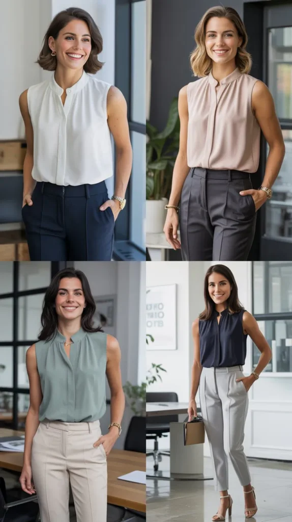 Sleeveless Blouse With Ankle Pants