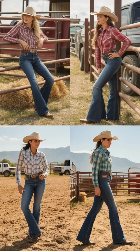 Classic Cowgirl Boots and Denim Jeans Combo