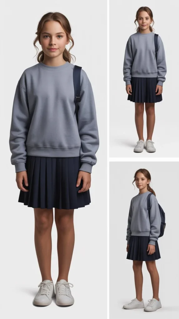 Sweatshirt with Pleated Skirt