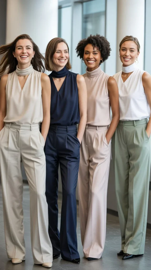  Sleeveless Turtleneck With Wide-Leg Pants