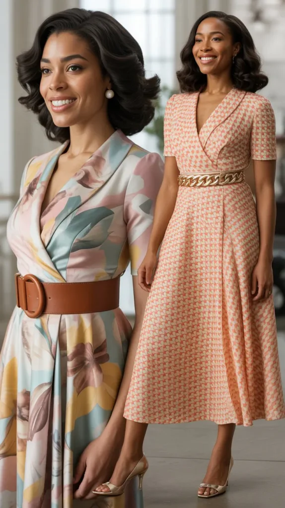 Printed Wrap Dress With Statement Belt