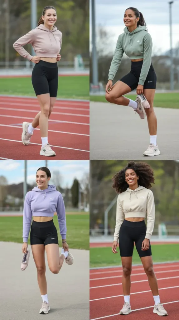 Cropped Hoodie with Biker Shorts