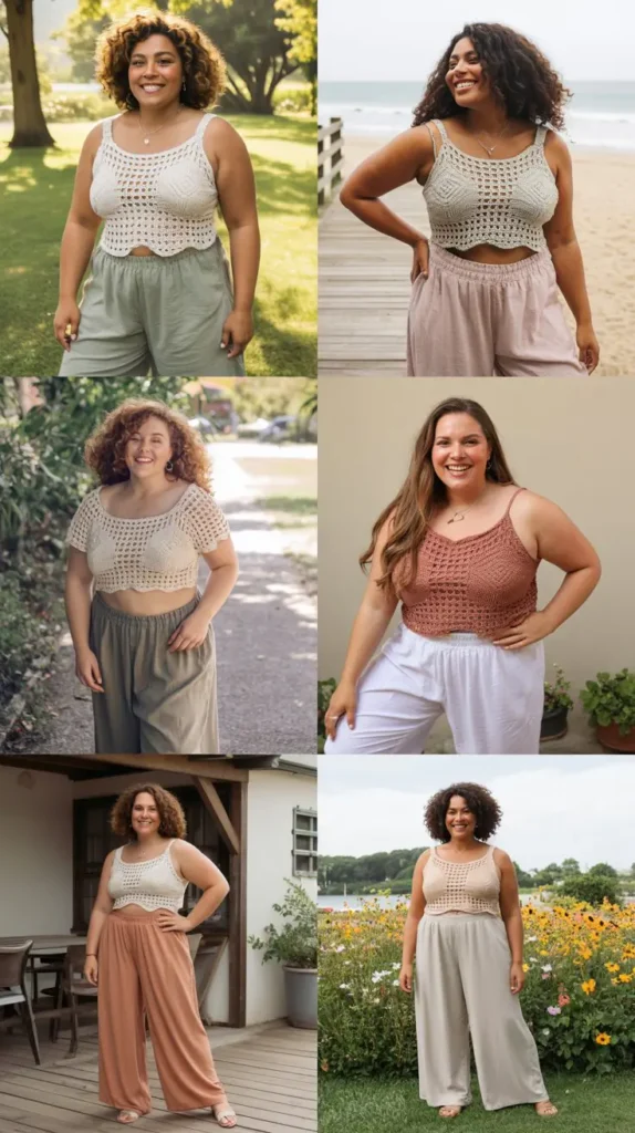 Crochet Top With Palazzo Pants