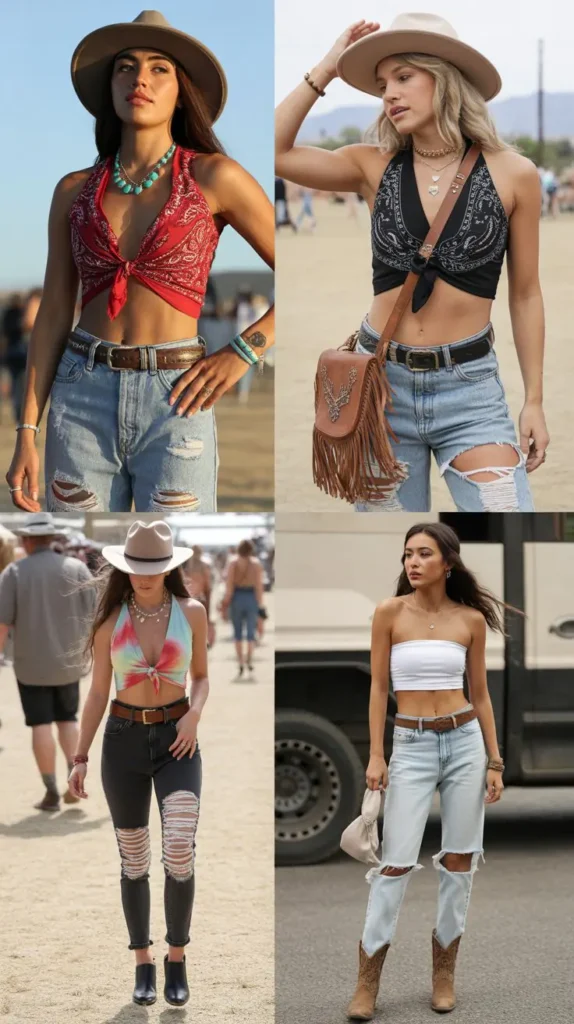 Bandana Top and Denim Jeans