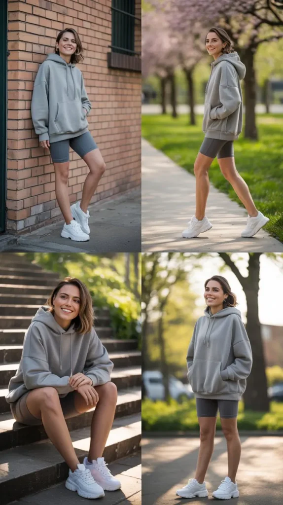 Oversized Hoodie With Biker Shorts