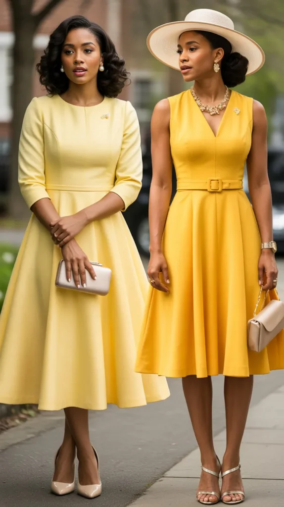 Yellow Fit-And-Flare Dress