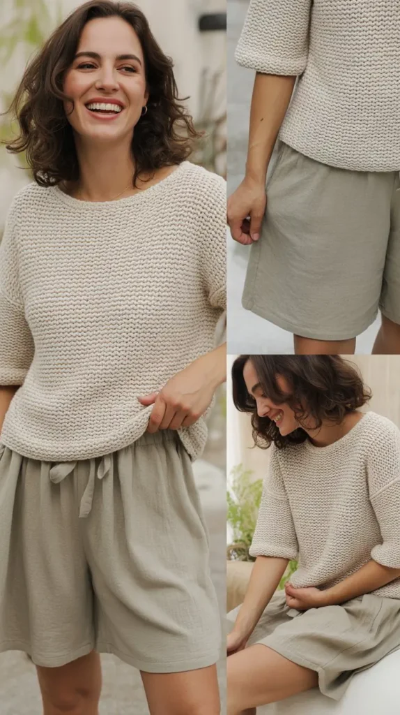 Knitted Top with Soft Shorts
