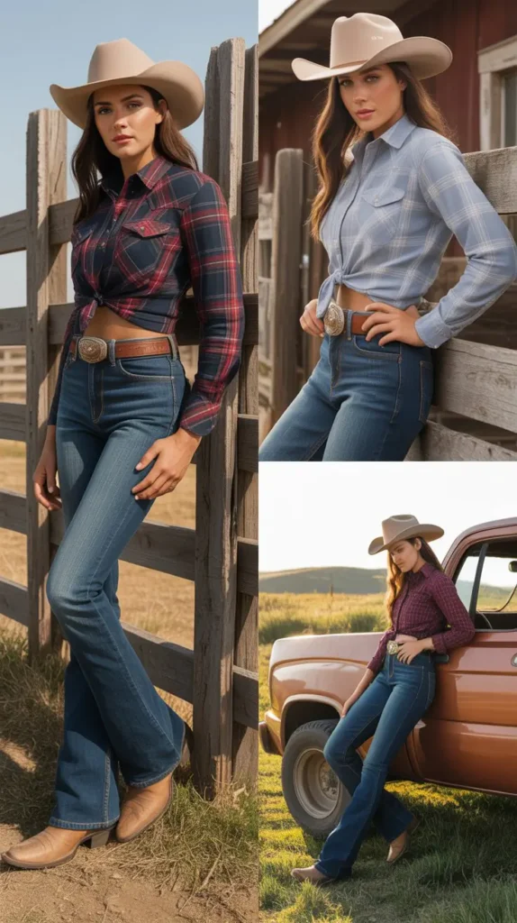Classic Denim and Cowboy Boots Look