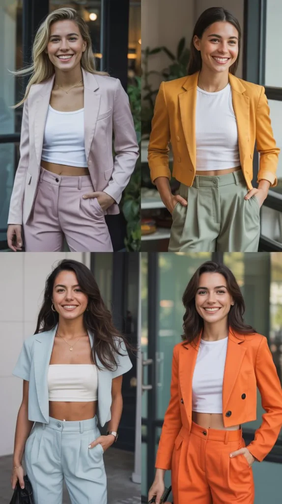 Cropped Blazer With High-Waisted Pants