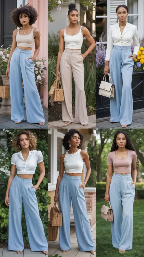  Soft Blue Palazzo Pants Style