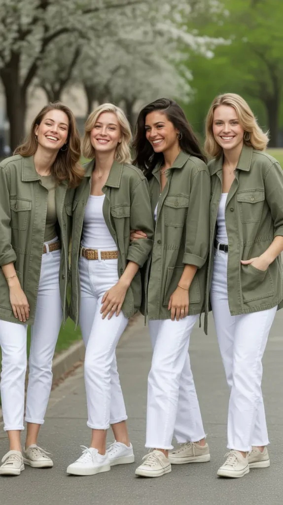 Utility Jacket with White Jeans