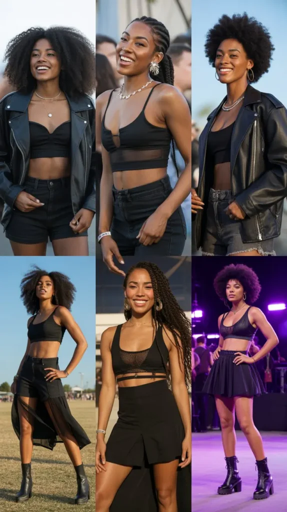 All-Black Power Festival Look