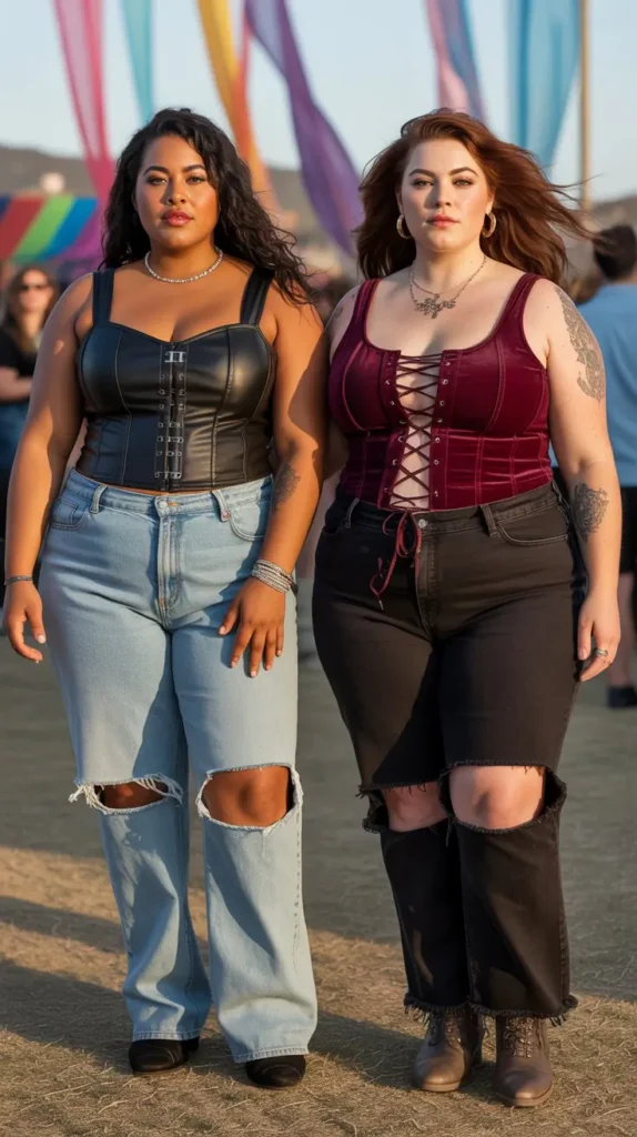 Corset Top With Distressed Jeans