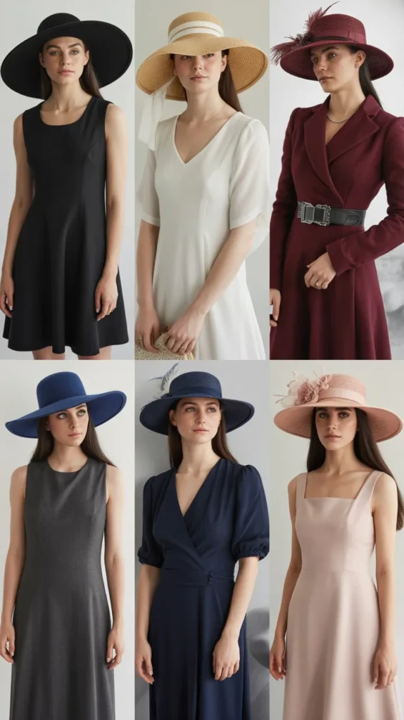 . Statement Hat with Simple Dress