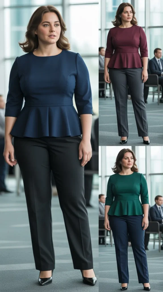 Peplum Top with Straight-Leg Pants