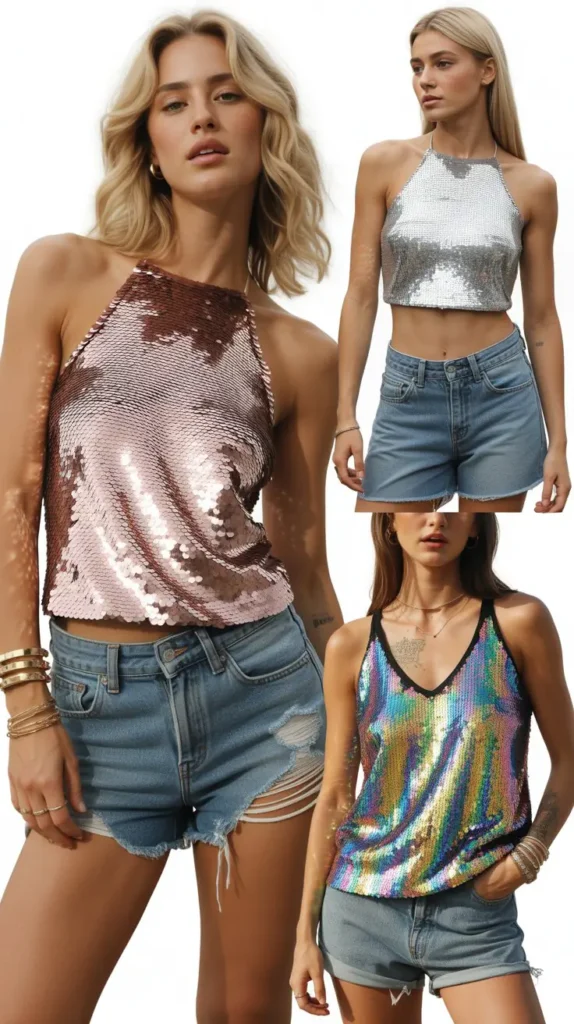  Sequin Top with Denim