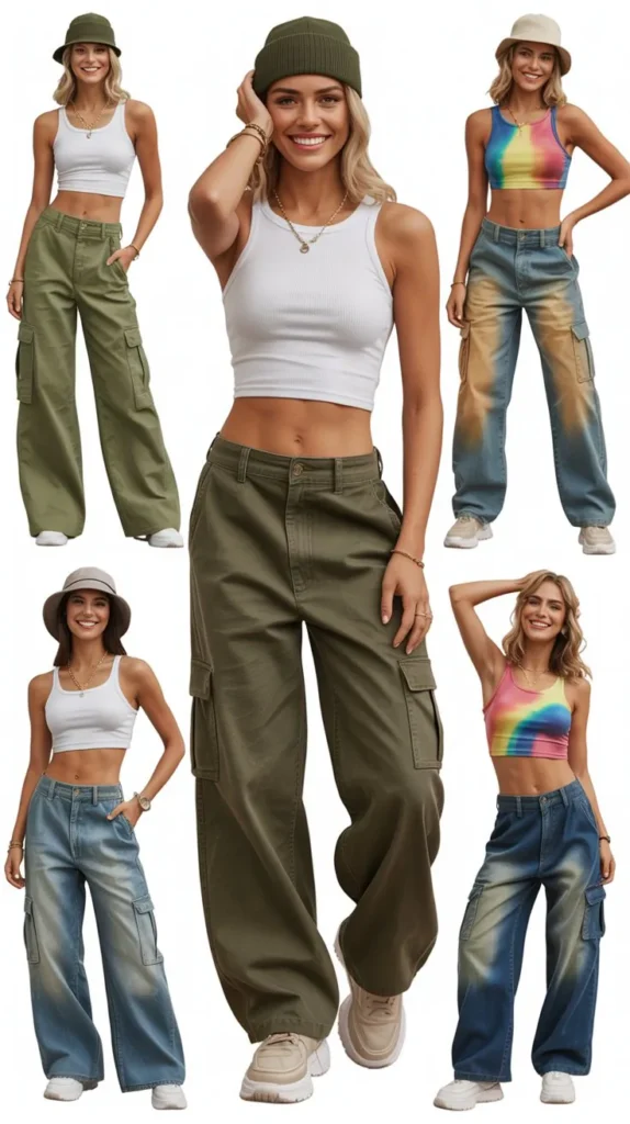 Cargo Pants and Crop Top Look