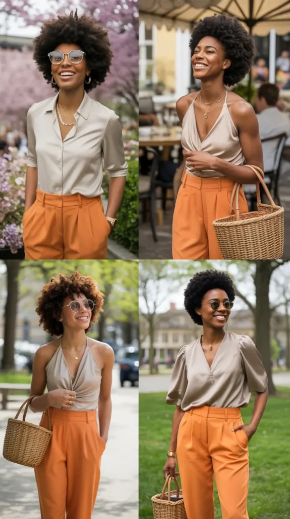 Orange Pants with Neutral Top