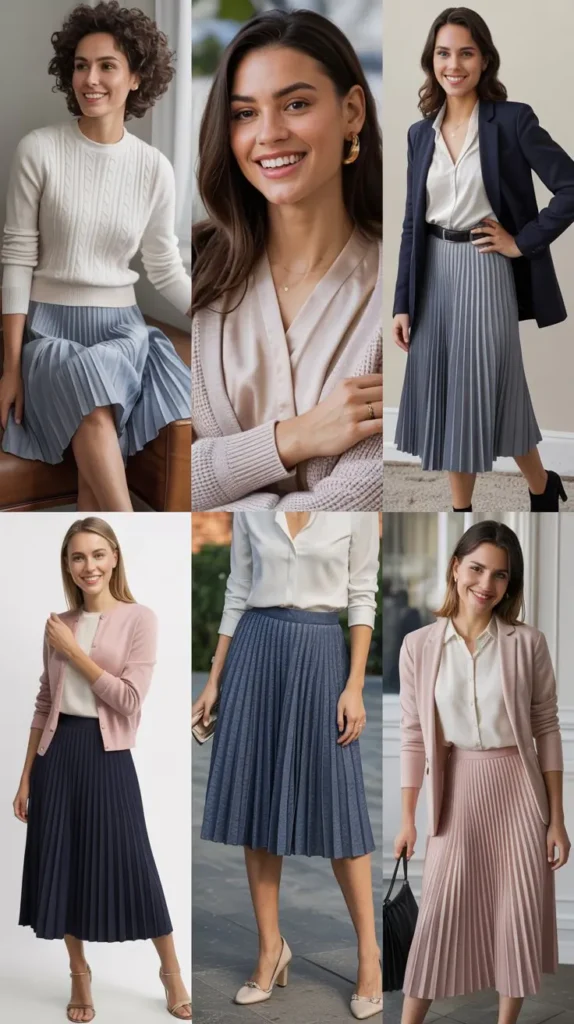 Pleated Skirt with Lightweight Sweater