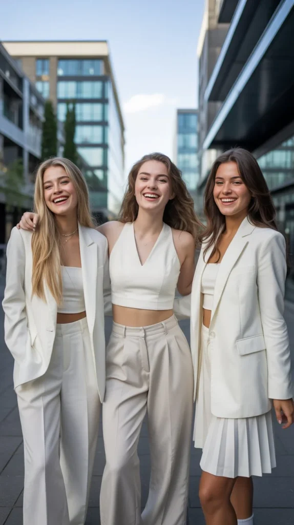 White Two-Piece Set for a Modern and Trendy Graduation Look
