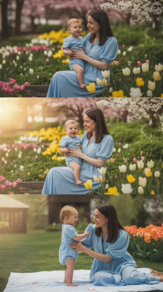 Powder Blue Twinning Looks for Mom and Baby