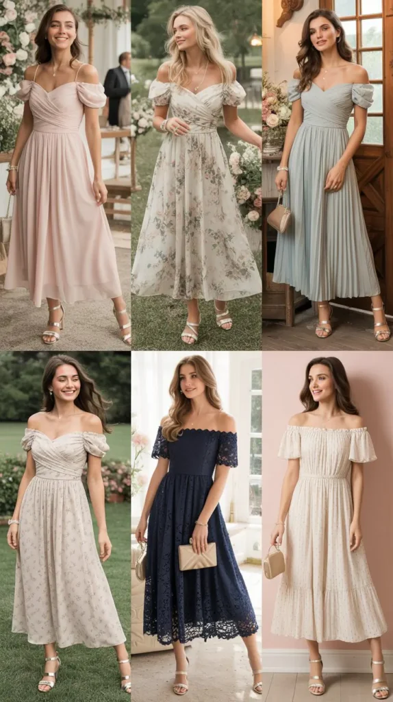hic Off-Shoulder Midi Dresses