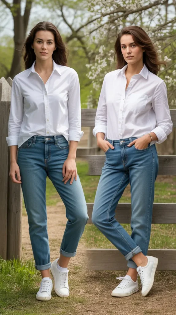 Classic White Shirt with Blue Jeans