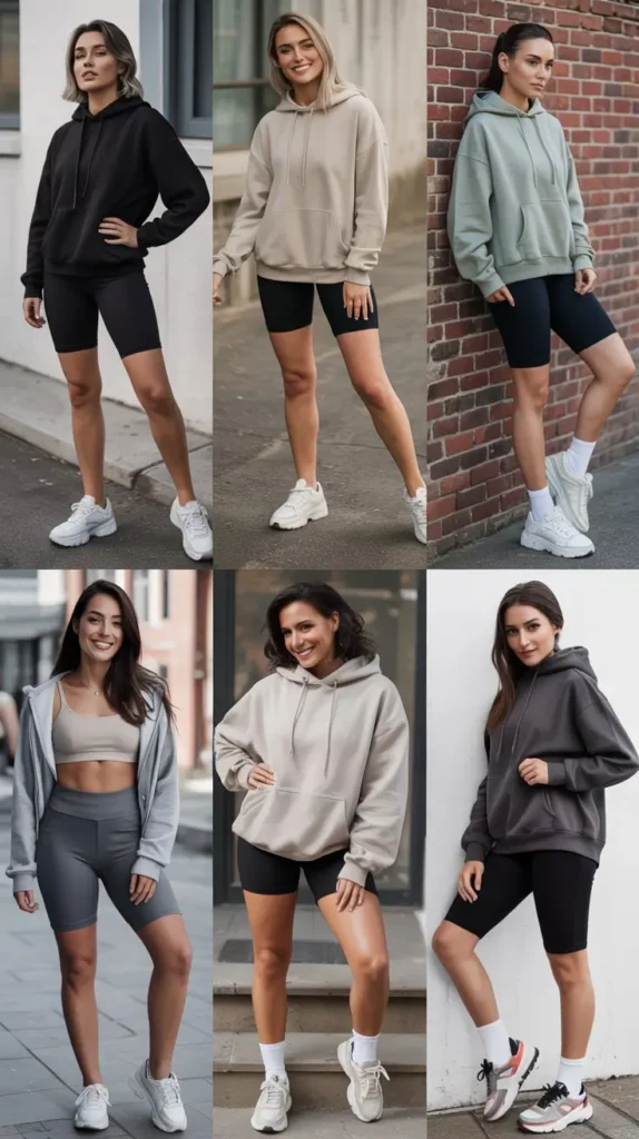 Biker Shorts With Oversized Hoodie