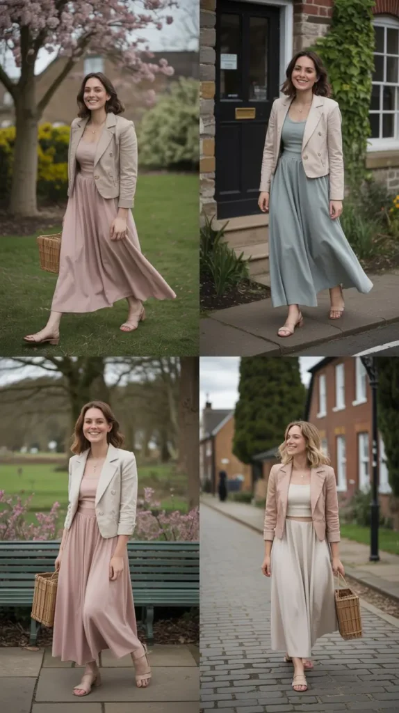 Cropped Jacket with Maxi Dress
