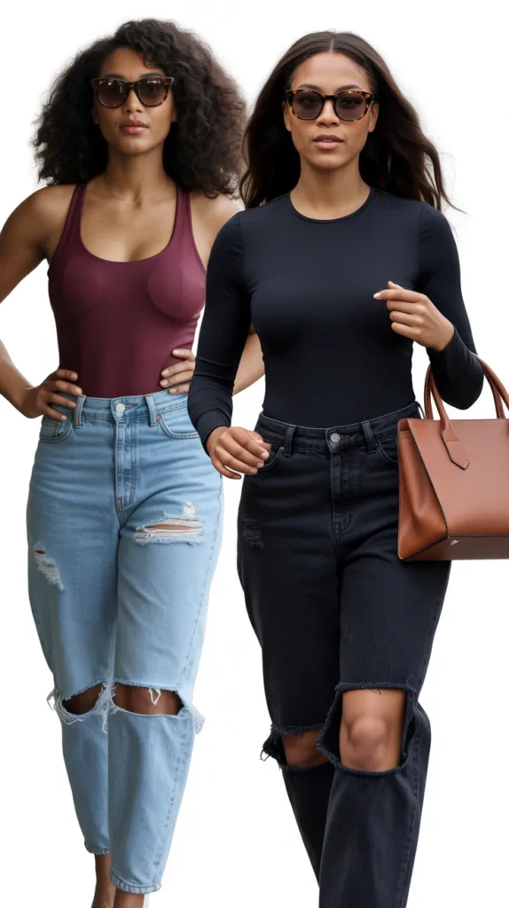 Ripped Jeans With Bodysuit