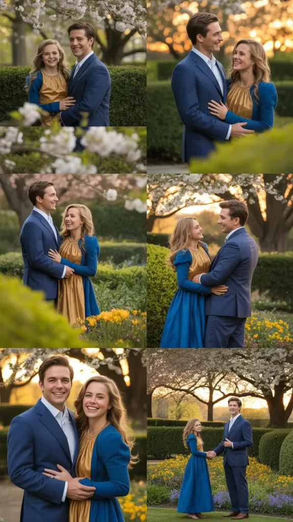 Blue and Gold Outfits for a Luxurious Spring Family Look
