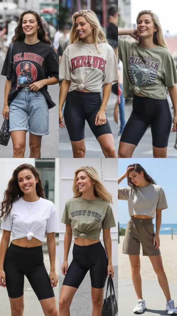 Graphic Tees with Biker Shorts