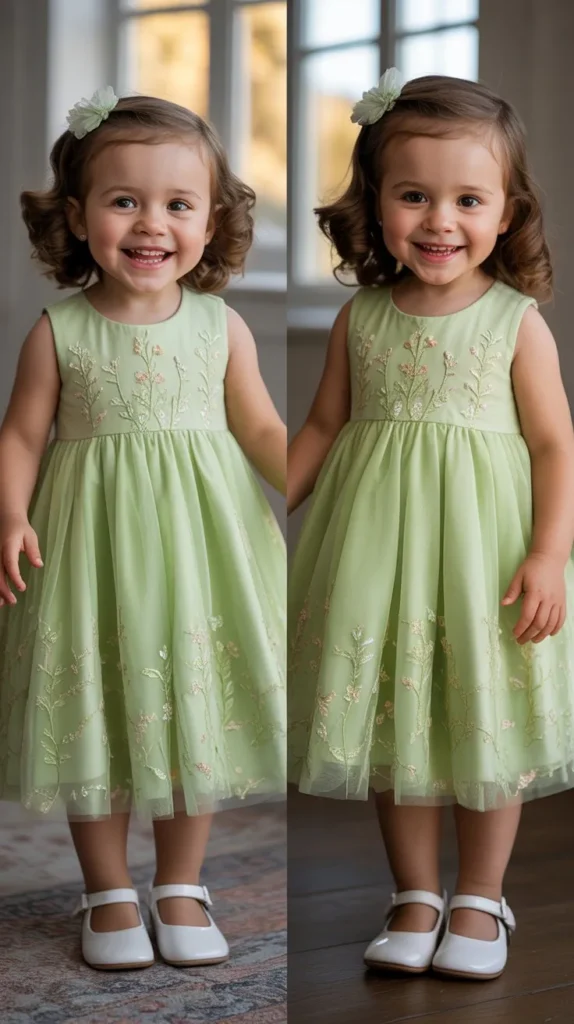  Light Green Dresses for Little Girls