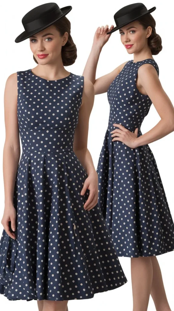 Polka Dot Fit-and-Flare Dress