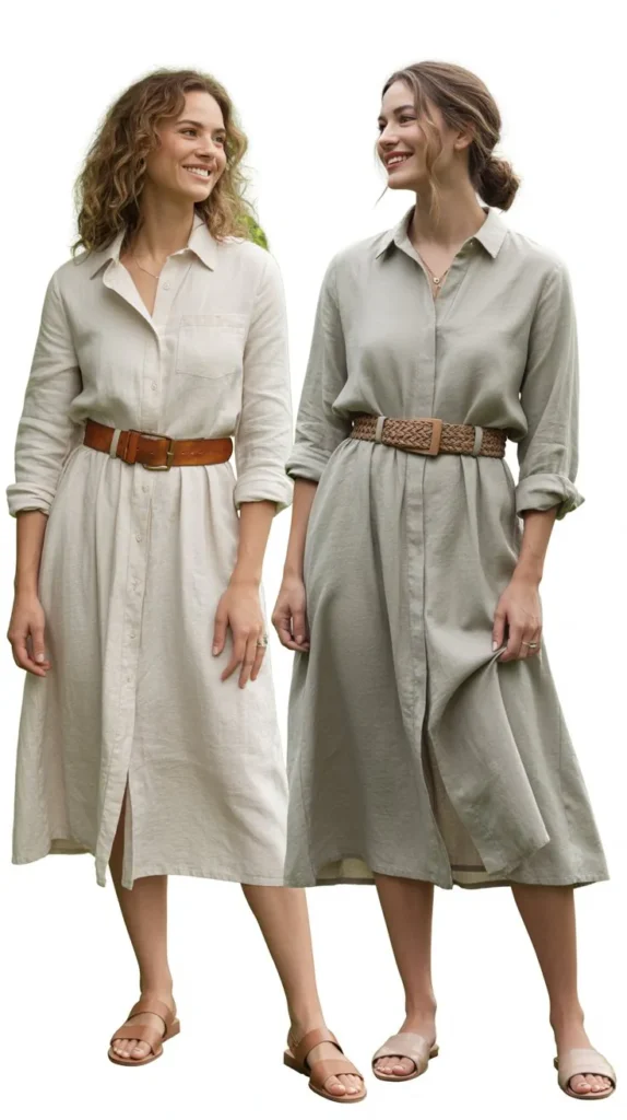 Linen Shirt Dress with Belt