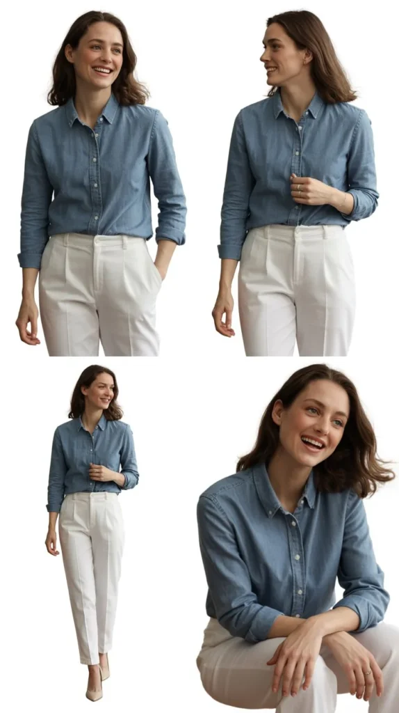 Chambray Shirt with White Pants