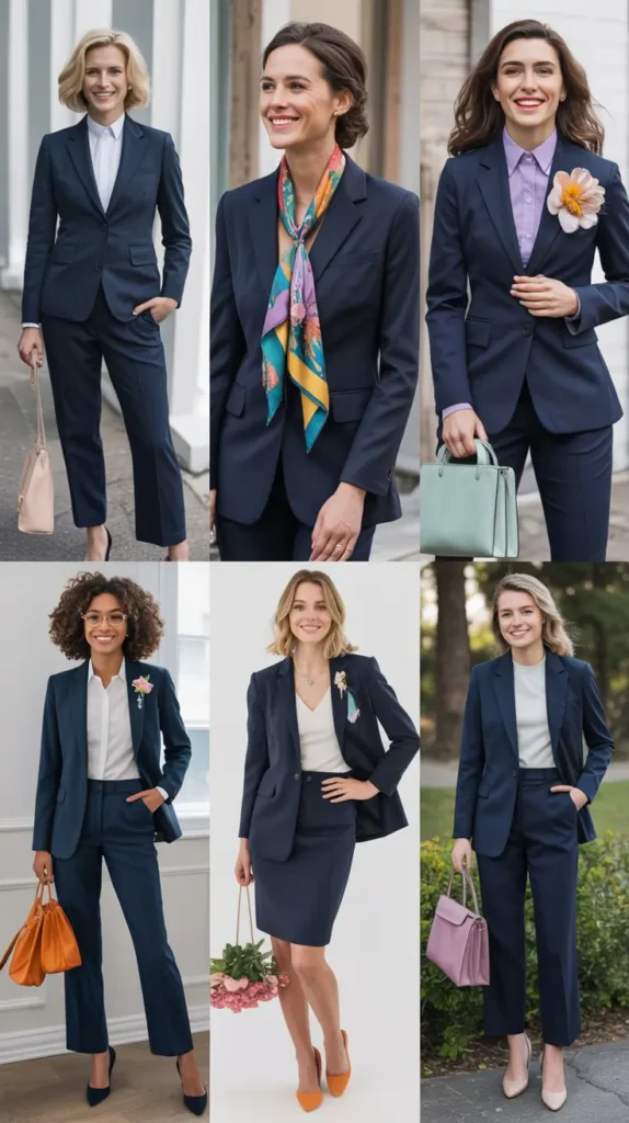 Classic Navy Suit with Spring Accessories