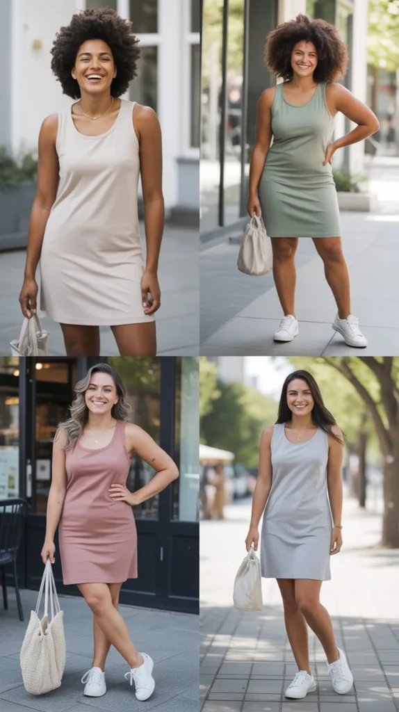 Basic Tank Dress With Sneakers