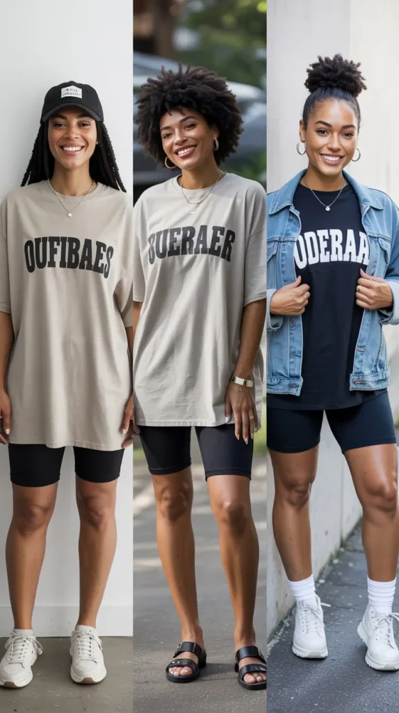 Oversized Graphic Tee With Biker Shorts