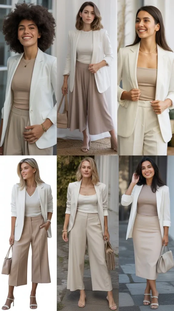 White Blazer with Monochrome Outfit
