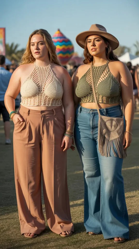 Crochet Top With Wide-Leg Pants