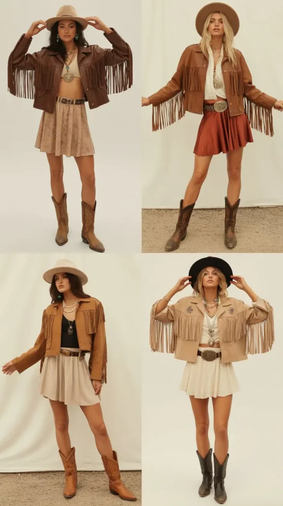 Fringe Jacket and Mini Skirt