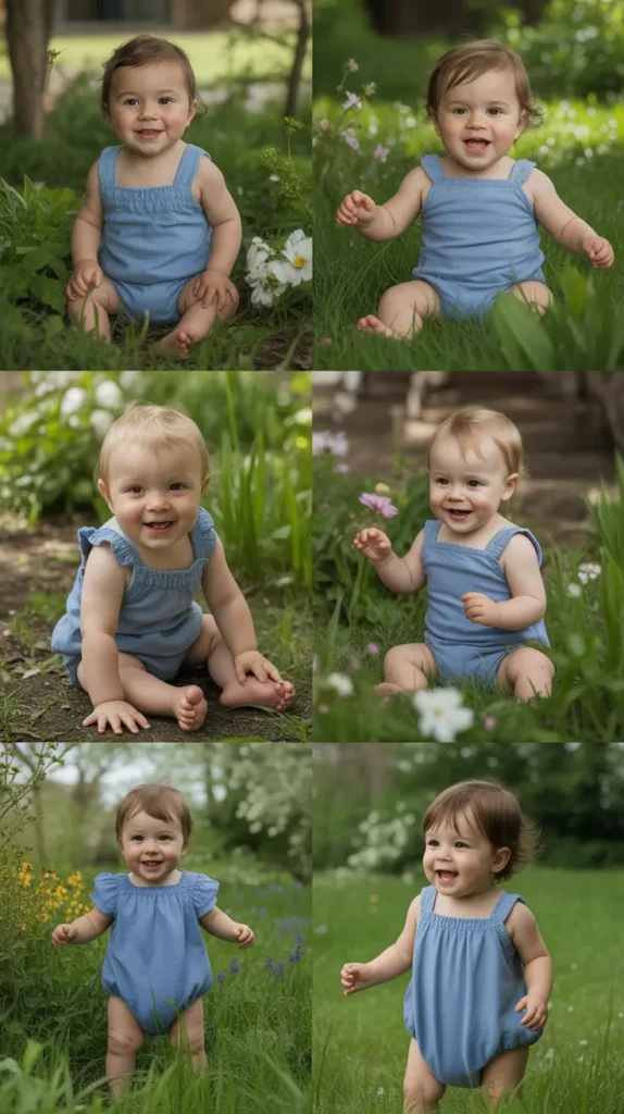 Blue Rompers and Matching Sets for Little Ones