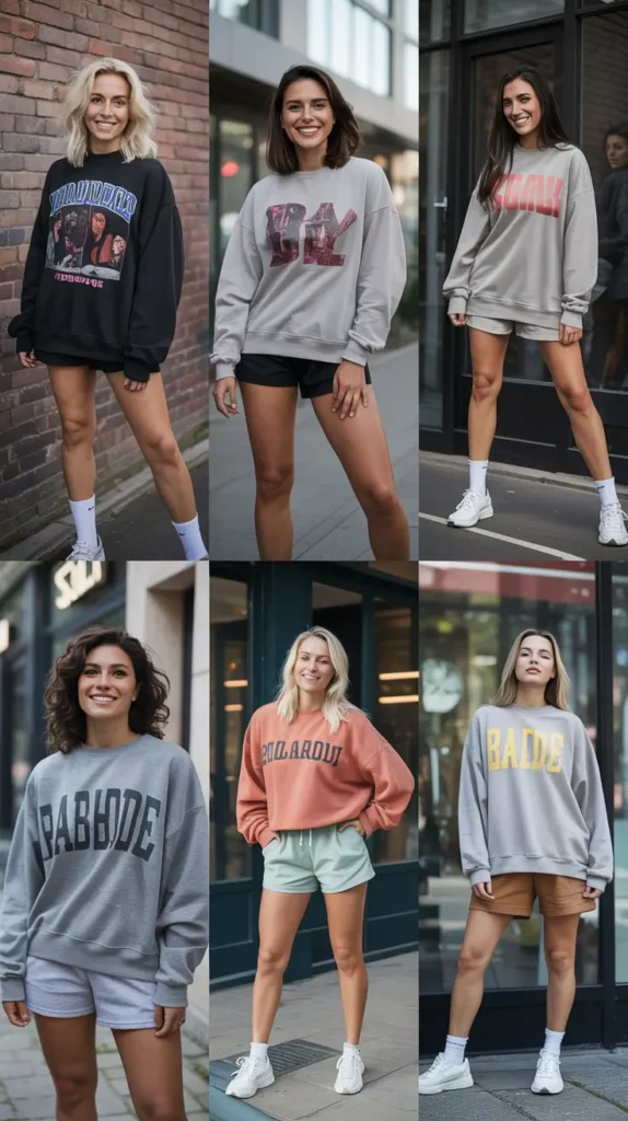 Graphic Sweatshirt With Shorts