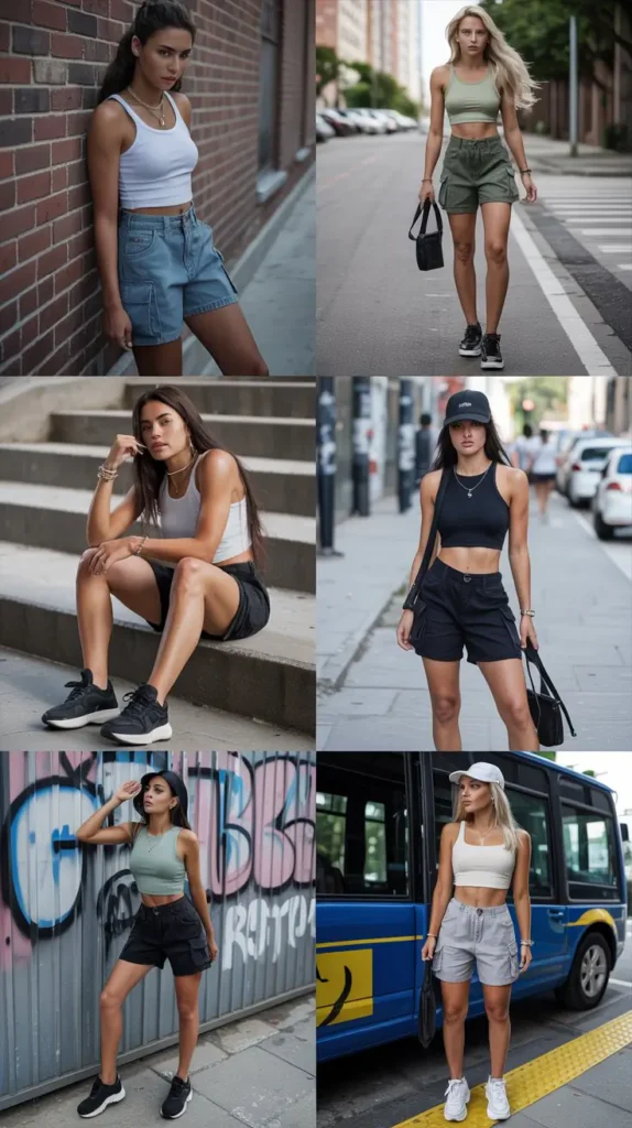 Cargo Shorts With Tank Top