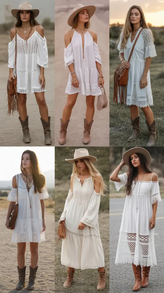 White Lace Bohemian Dress