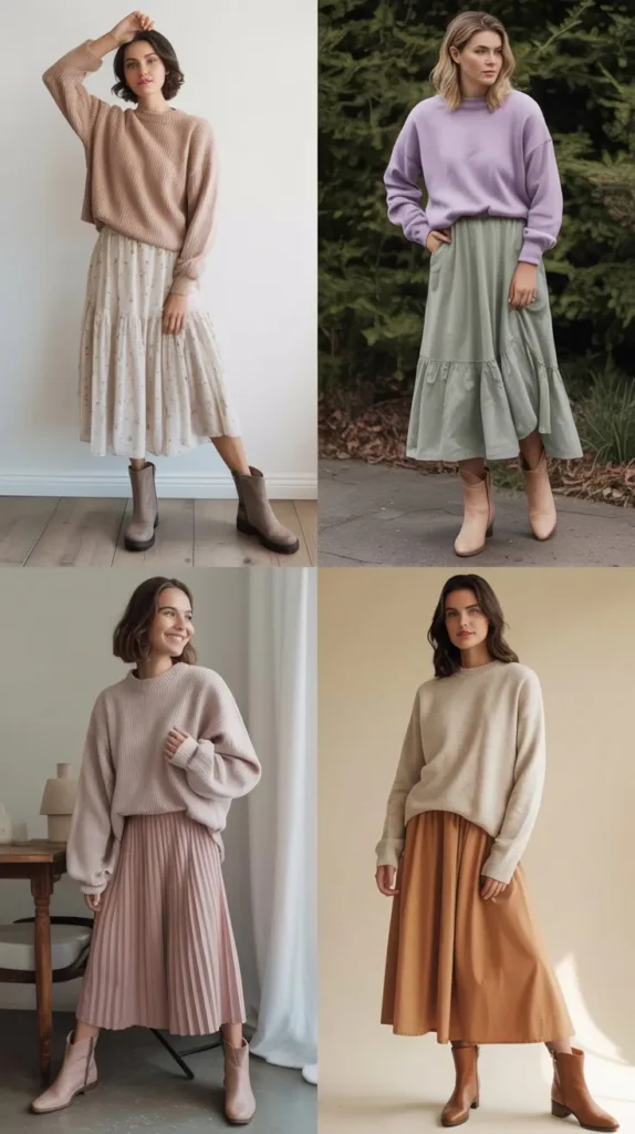 Knit Sweater With Midi Skirt
